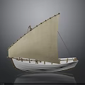 Traditional Sailboat With Canvas Sail White Hull And Wooden Details For Water Transportation