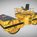 Yellow Road Roller With Double Drums And Metal Driver Seat Frame 3d model
