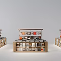 Modern Wooden Bookcase With Multiple Compartments Storing Books And Decorative Items