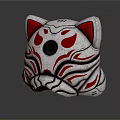 White Hat With Red Black Patterns Yellow Circular Accent And Cat Tiger Face Design 3d model