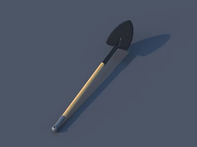 Durable Hardware Tool Shovel With Wooden Handle And Metal Blade For Outdoor Work 3d model