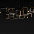 Modern Metallic Geometric Chandelier Featuring Multiple Square Frames And LED Lighting For Interior Decor 3d model
