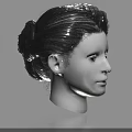 Realistic 3D Human Head Model With Detailed Facial Organs And Black Hair Bun Hairstyle