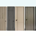 Different Styles of Modern Hinged Doors with Various Wood Finishes and Colors