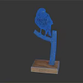 Realistic Black Bird Perched On Tree Branch With Wooden Base Stand