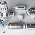 Sci-fi Style Outer Space Moon Base Mars Base Asset Low Face Polygon Style lowpoly Style 3d model