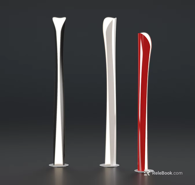 Stylish Modern Floor Lamps In Black White Red For Contemporary Interior Design 3d model 