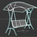 Outdoor Swing Chair with Metal Frame Wooden Seat Canopy Roof and Modern Design