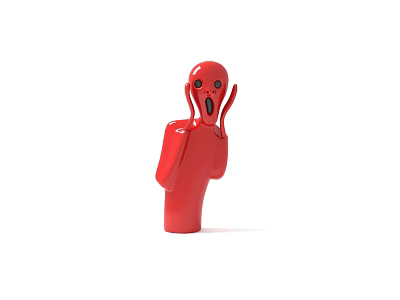 Red Abstract Humanoid Sculpture With Exaggerated Facial Expressions In Modern Art Style 3d model