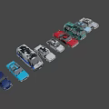 Various Types of Colorful Cars and Vehicles Displayed in a Row