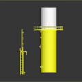 Modern Yellow Architectural Design With White Cylindrical Top Metal Frame Platform And Ladder