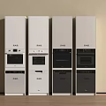 Modern Kitchen Built in Appliances Arranged in White and Black Cabinetry