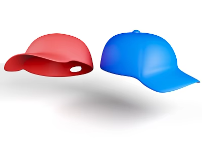 Red And Blue Sports Caps Essential Sports Equipment For Athletic Activities 3d model