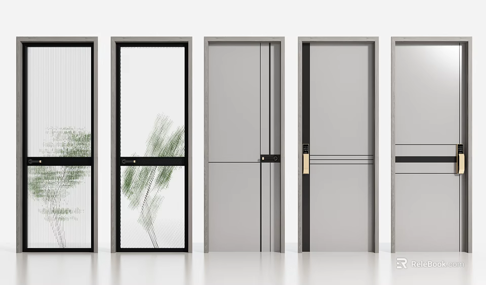 Stylish Modern Swing Doors Featuring Glass Panels And Multiple Design Options 3d model