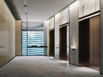 modern elevator hall 3d model