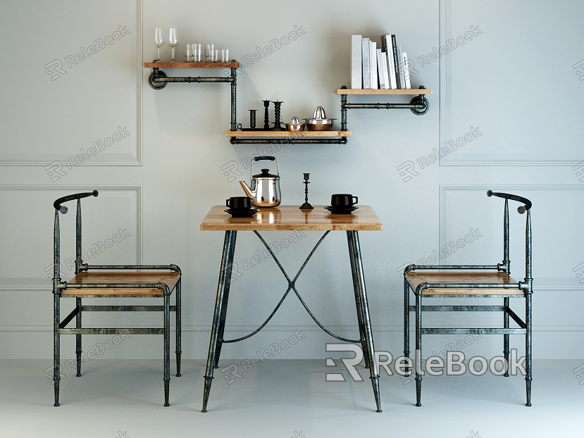 Industrial LOFT Table and Chair Combination Dining Table and Chair Decorative Combination model