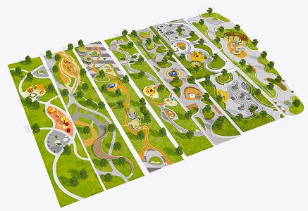 Modern Park Belt Park 3d model