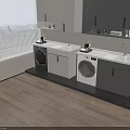 Modern Bathroom Vanity Cabinet With Sink Washing Machine And Wall Cabinets