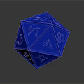 Detailed Blue Polyhedral Die Sculpture with Intricate Number Carvings for Tabletop Gaming