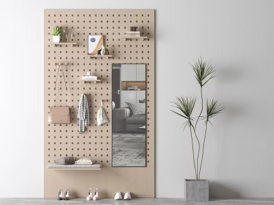 Modern hole board shoe cabinet 3d model