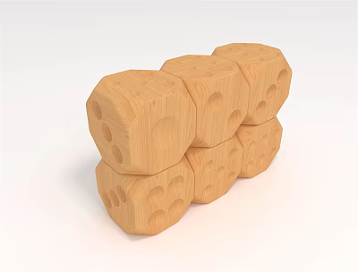 Board Game Entertainment With Stacked Wooden Dice For Fun Play 3d model