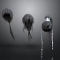 Three Stylish Gray Feather Decorative Hair Accessories With Tassels And Pendants