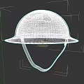 Vintage Military Helmet In Gray Green With Purple Stains And Leather Chin Strap