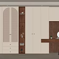 Modern Wardrobe With White Cabinetry Open Shelves LED Lighting And Dressing Table