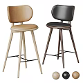 Modern Wooden Bar Stools With Light And Dark Wood Finishes And Backrest Design