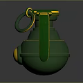 Green Military Grenade Design with Yellow Accent Lines and Red Circular Marking