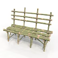 Handcrafted Bamboo Bench With Rustic Design And Natural Wooden Structure 3d model