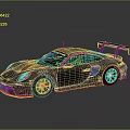 High Performance Porsche Race Car With Gray Body Red Stripes And Large Rear Wing