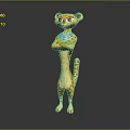 Animated Cheetah Character In Standing Pose With Yellow Spotted Fur And Blue Collar