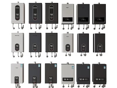 Various Styles Of Gas Water Heaters Displayed 3d model