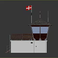 Small Observation Guard Tower With Tiled Roof Danish Flag Wooden Railing And White Base