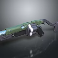 Modern Tactical Weapon with Green Black Finish and Mechanical Structure Design 3d model