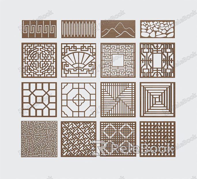 Chinese-style openwork window grilles model