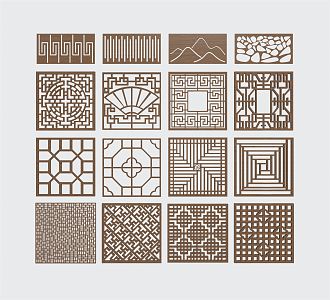 Chinese-style openwork window grilles 3d model