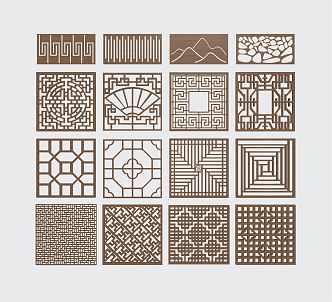 Chinese-style openwork window grilles 3d model