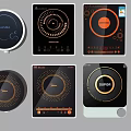 Various Modern Induction Cooktops As Kitchen Appliances With Diverse Control Panels 3d model