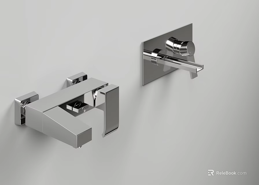 Modern Wall Mounted Chrome Faucet With Sleek Design And Polished Finish For Bathroom 3d model 