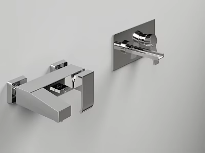 Modern Wall Mounted Chrome Faucet With Sleek Design And Polished Finish For Bathroom 3d model