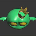 Green Frog Doll With Golden Crown Yellow Eyes Yellow Spots Red Cape And Open Arms