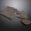 Broken Rock Pieces As Scene Components With Rough Brown Textured Surfaces