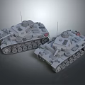 Two Gray Model Tanks With Cannon Tracks And Turret Design 3d model