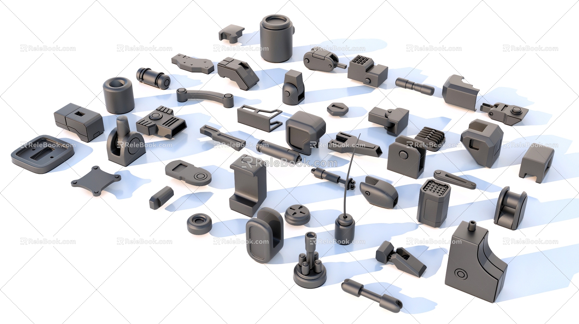 Hard surface mechanical parts combination of mechanical parts 3d model