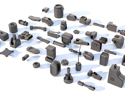 Industrial Equipment Components Including Mechanical Parts Fasteners Valves And Connectors 3d model