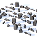 Hard surface mechanical parts combination of mechanical parts 3d model