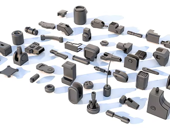 Hard surface mechanical parts combination of mechanical parts 3d model