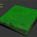 Square Shaped Terrain Model With Green Vegetation Soil Pit And Rocky Texture